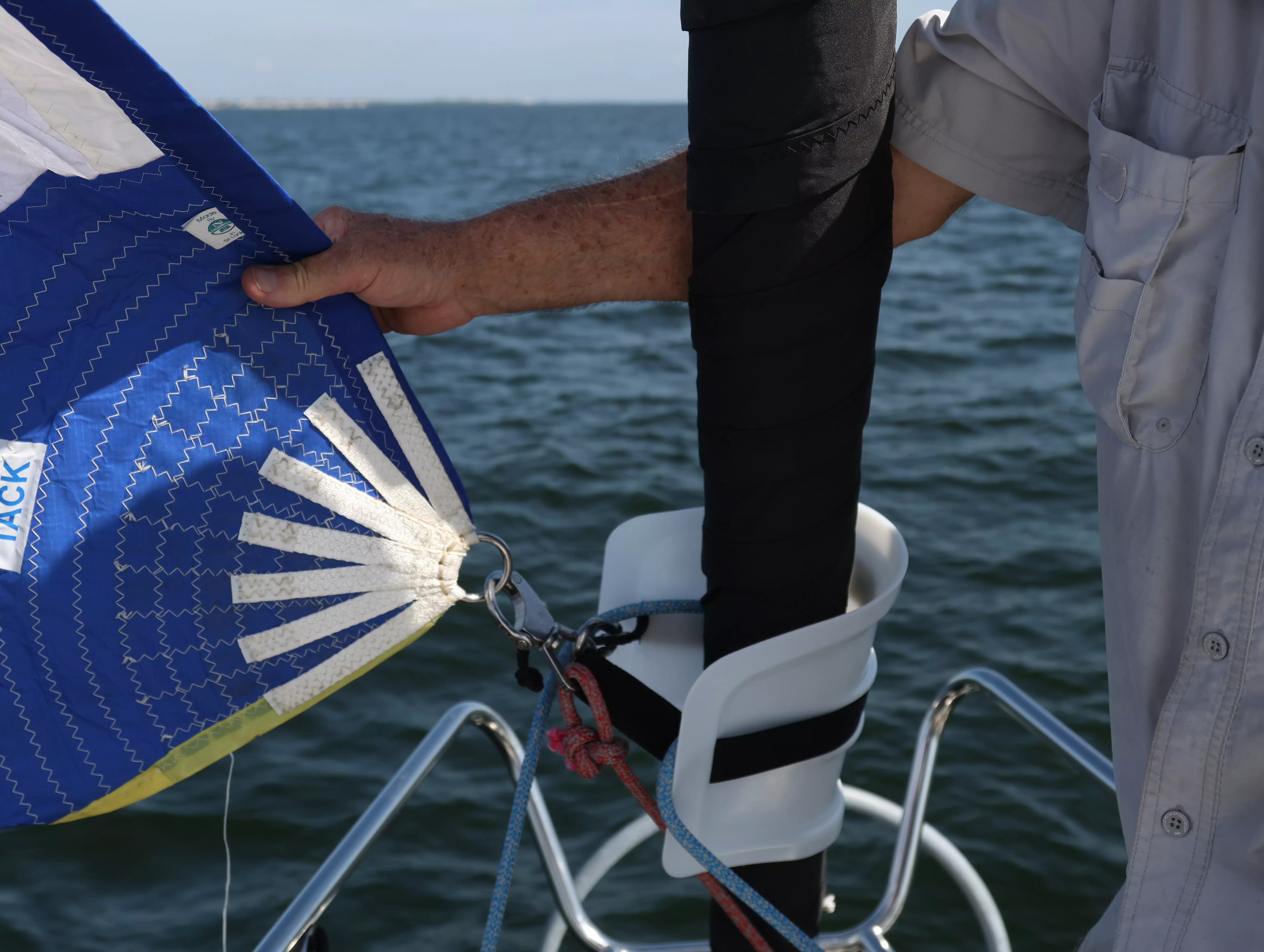 ATN Tacker in use with symmetric spinnaker — no pole required