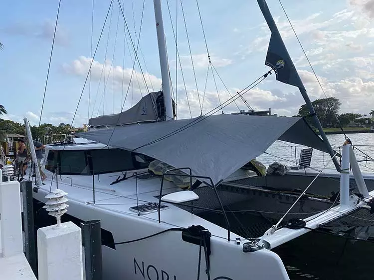 ATN Forward Awning on a 52 ft Balance catamaran