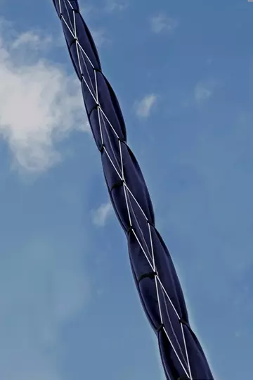 Close-up of the ATN DoubleCross lacing pattern tensioned from the bottom of the Genoa Sleeve
