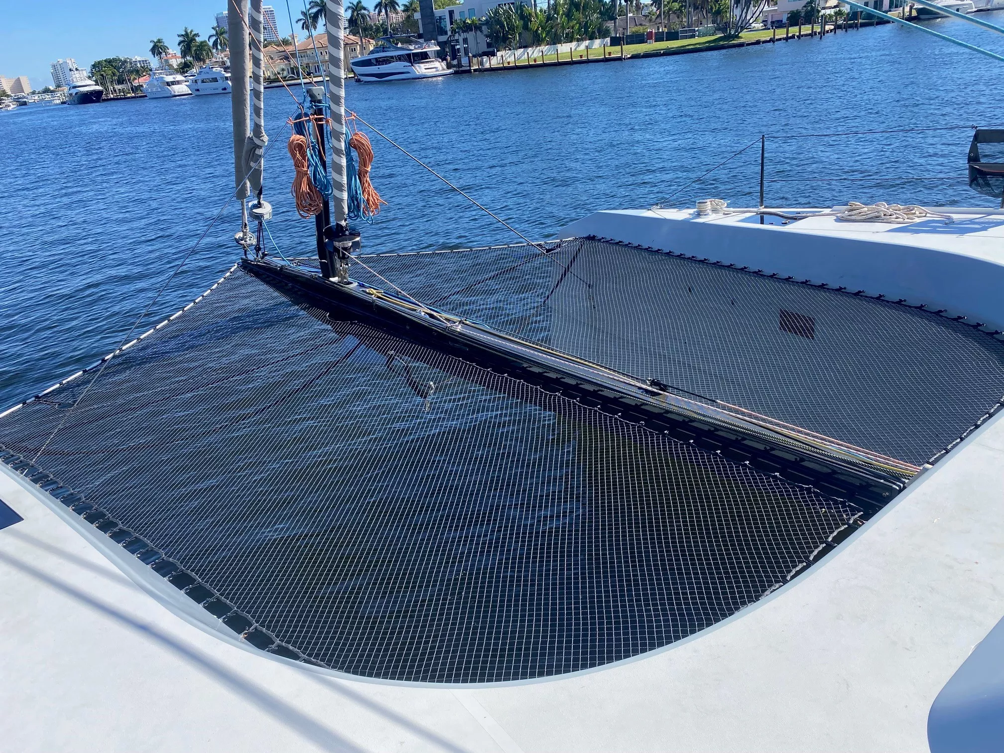 1 inch Black Dyneema, DyneemaCore Perimeter as a net upgrade for a McConaghy 60 Catamaran!