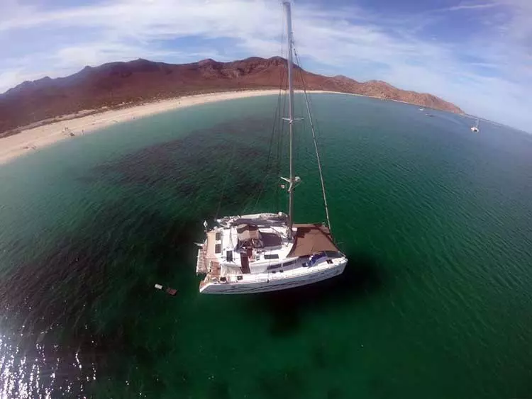 Lagoon 450 with ATN Multi Awning anchored in the Sea of Cortez