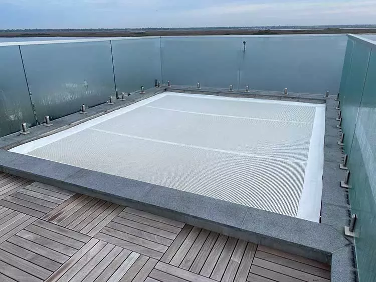 Long Island rooftop terrace architectural net, residential decorative and safety installation
